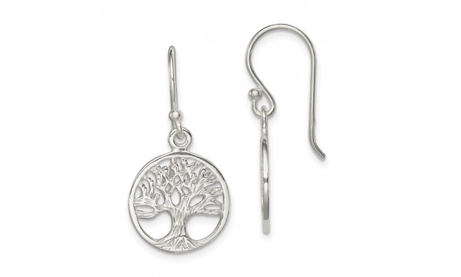 Quality Gold Sterling Silver Polished Filigree Tree Dangle Earrings - QE7074