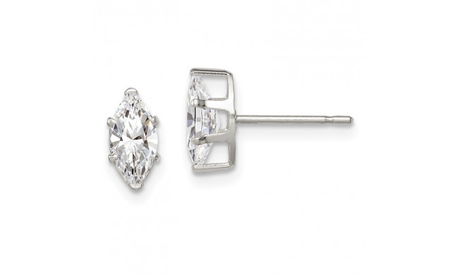 Quality Gold Sterling Silver 8x4 Marquise Snap Set CZ Stud Earrings - QE7554