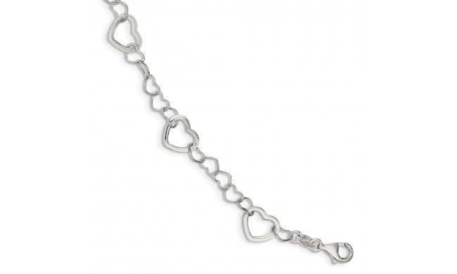 Quality Gold Sterling Silver Polished Fancy Link Heart Bracelet - QG3099-7.5