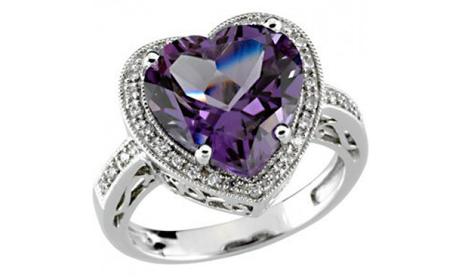 14K White Amethyst & 1/6 CTW Diamond Ring - 6566660001P