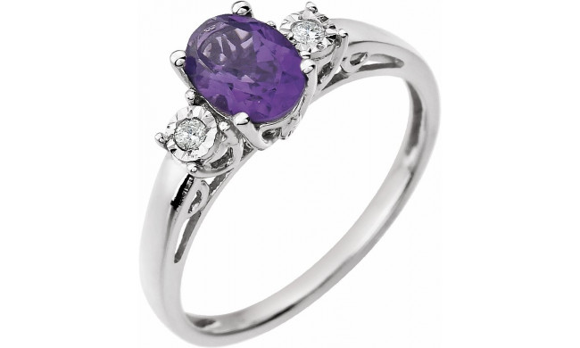 14K White Amethyst & .04 CTW Diamond Ring - 651544101P