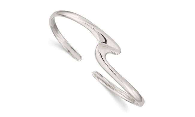 Quality Gold Sterling Silver Polished Fancy Cuff Bangle Bracelet - QB195