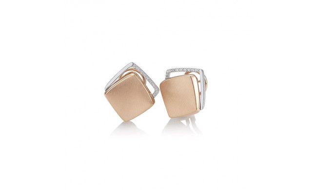 14k Two Tone Gold Breuning Diamond Squared Earrings
