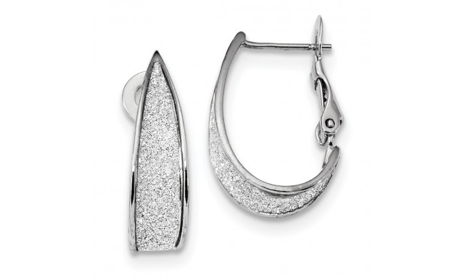 Quality Gold Sterling Silver Rhodium-plate Enamel Glitter Fabric Omega Back Hoop Earring - QE13280