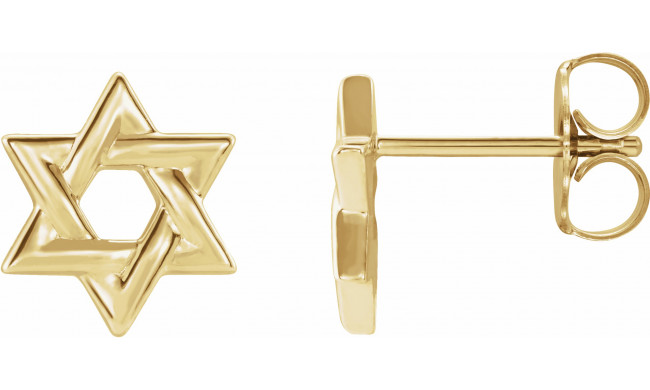 14K Yellow Star of David Earrings - 86739601P