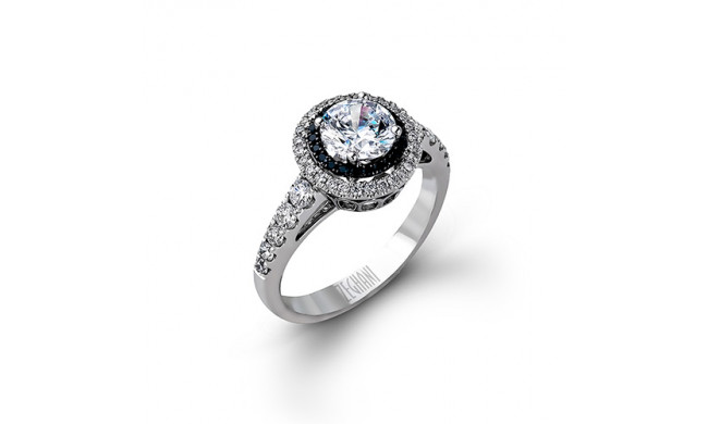 Zeghani 14k White & Black Gold Diamond Engagement Ring
