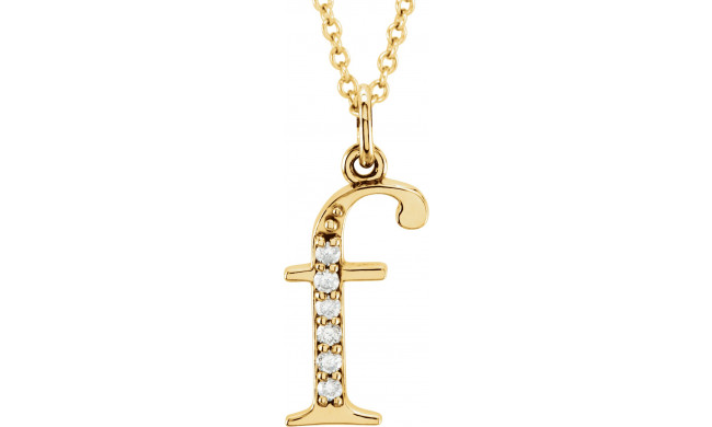 14K Yellow .03 CTW Diamond Lowercase Initial f 16 Necklace - 8580360016P