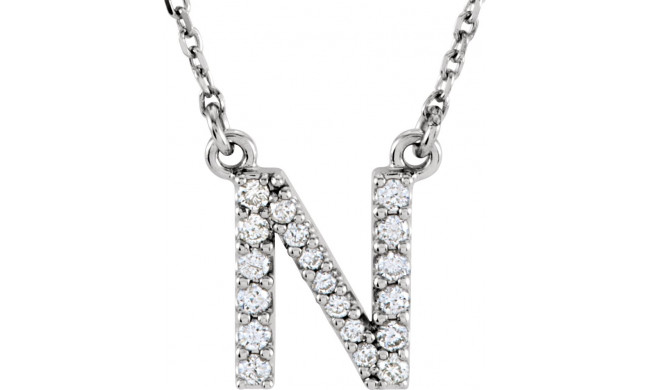 14K White Initial N 1/8 CTW Diamond 16 Necklace - 67311113P