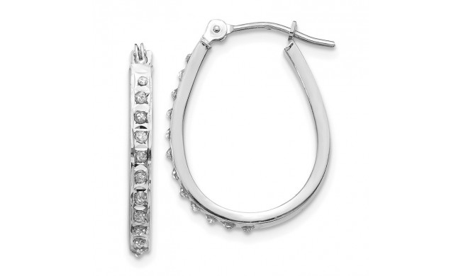 Quality Gold 14k White Diamond Fascination Oval Hinged Hoop Earrings - DF148