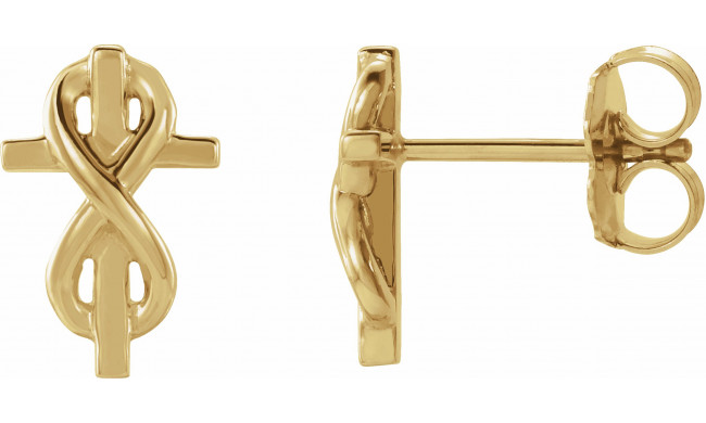 14K Yellow Infinity-Inspired Cross Earrings - 86779601P