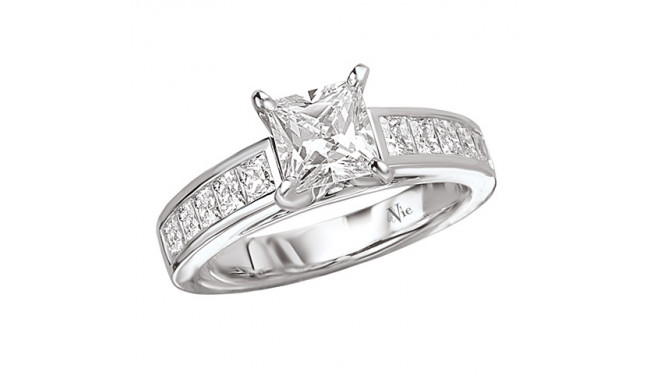 La Vie 14k White Gold Peg Head Semi-Mount Engagement Ring