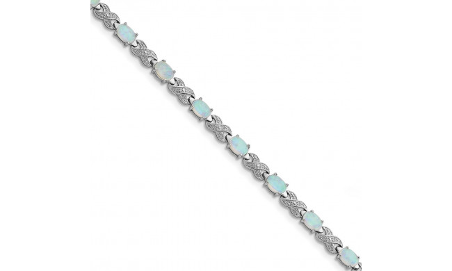 Quality Gold Sterling Silver Rhodium Plated 7inch Created Opal & Illusion Bracelet - QX495D