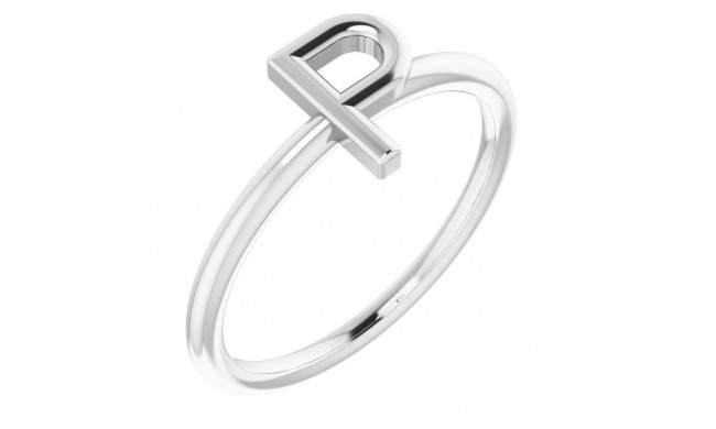 14K White Initial P Ring - 51895191P