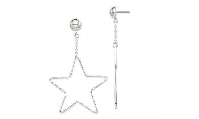 Quality Gold Sterling Silver Star Dangle Post Earrings - QE14651