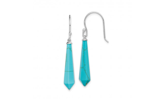 Quality Gold Sterling Silver Rhodium-plated Created Turquoise Dangle Earrings - QE15186