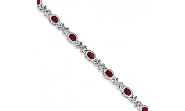 Quality Gold Sterling Silver Rhodium Plated Garnet Bracelet - QX470GA