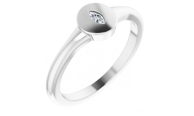 14K White .05 CT Diamond Signet Ring - 124356101P
