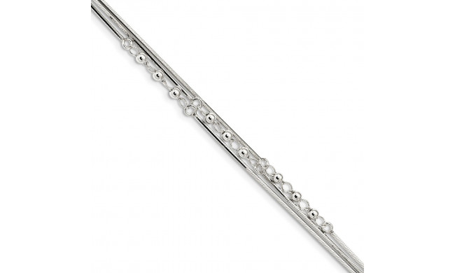Quality Gold Sterling Silver Polished 3-Strand 7.5in Bracelet - QG4559-7.5