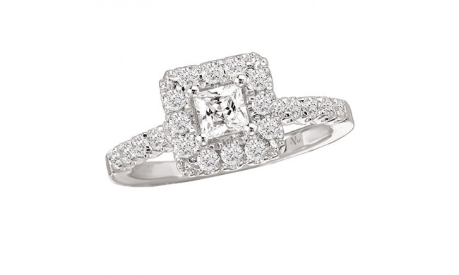 14k White Gold Halo Complete Diamond Engagement Ring