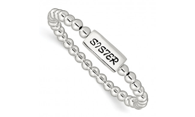 Quality Gold Sterling Silver Enameled SISTER Stretch Bracelet - QG3207