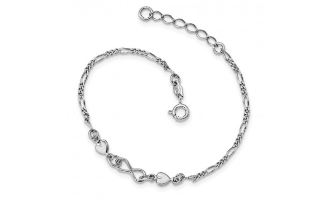 Quality Gold Sterling Silver Rhodium-Plated Heart Bracelet - QG4582-7