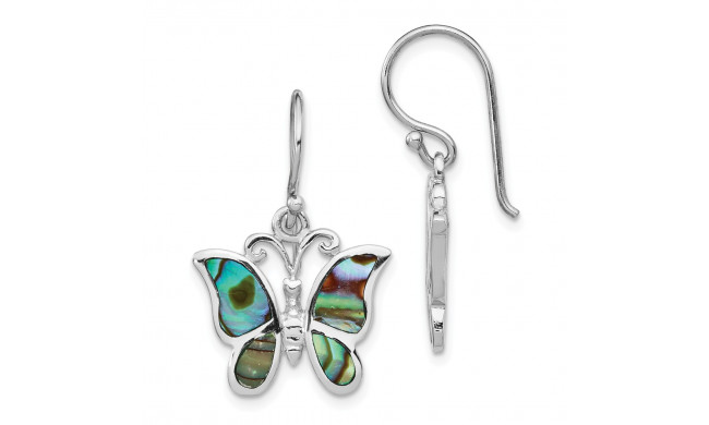 Quality Gold Sterling Silver Rhodium-plated Abalone Butterfly Dangle Earrings - QE14301