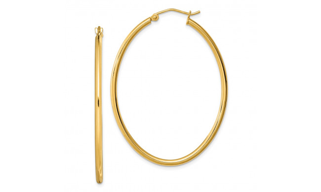 Quality Gold Sterling Silver Gold Plated Oval Hollow Hoop Earrings - QE8460
