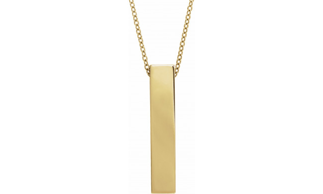14K Yellow Engravable Sculptural Bar 16-18 Necklace - 869806002P