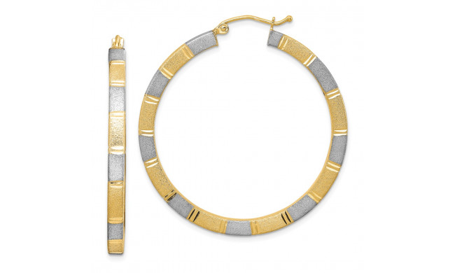 Quality Gold Sterling Silver Rhodium-plated & Vermeil  3x40mm Square Hoop Earrings - QE8444