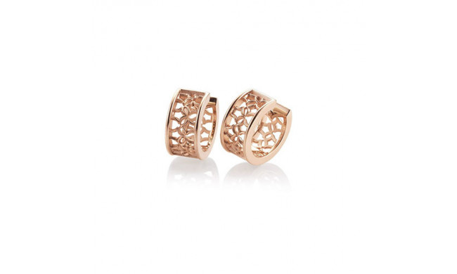 14k Rose Gold Breuning Carved Huggie Earrings