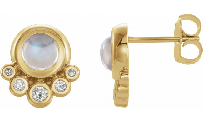 14K Yellow Moonstone & 1/8 CTW Diamond Earrings - 86780616P