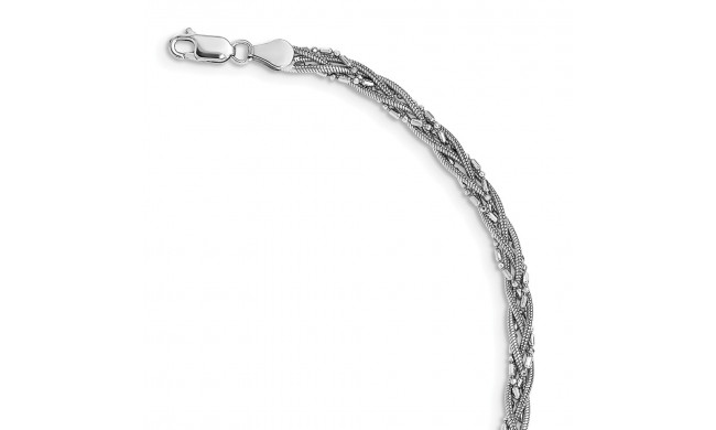 Quality Gold Sterling Silver Rhodium-plated Braided Beads & Snake Chain Bracelet - QG5114-7.5