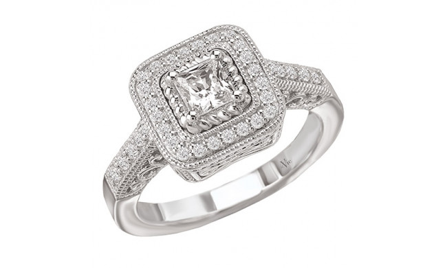 14k White Gold Halo Semi-Mount Diamond Engagement Ring