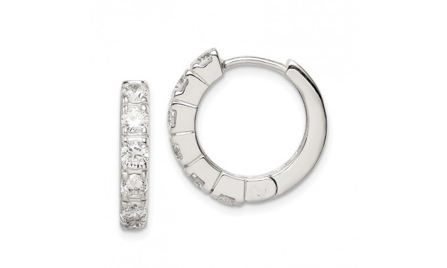 Quality Gold Sterling Silver CZ Hinged Hoop Earrings - QE5040
