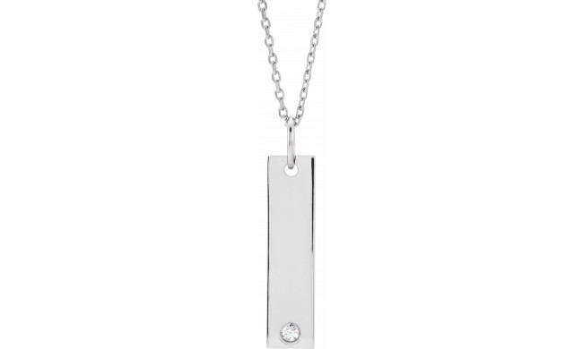 14K White .03 CT Diamond Bar 16-18 Necklace - 86597616P