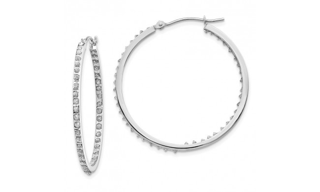 Quality Gold 14k White Gold Diamond Fascination Round Hinged Hoop Earrings - DF255
