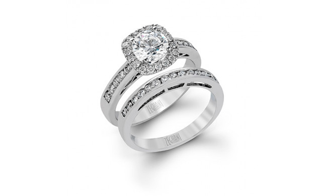 Zeghani 14k White Gold Diamond Engagement Ring