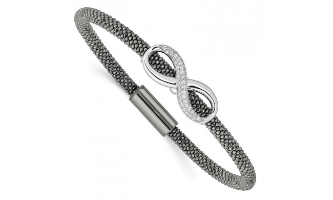 Quality Gold Sterling Silver Ruthenium-plated  CZ Infinity Symbol Mesh Bracelet - QB961