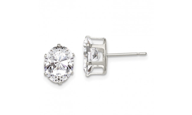 Quality Gold Sterling Silver 9x7 Oval Snap Set CZ Stud Earrings - QE7546