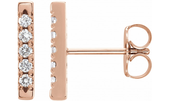 14K Rose 1/8 CTW Diamond French-Set Bar Earrings - 87066602P