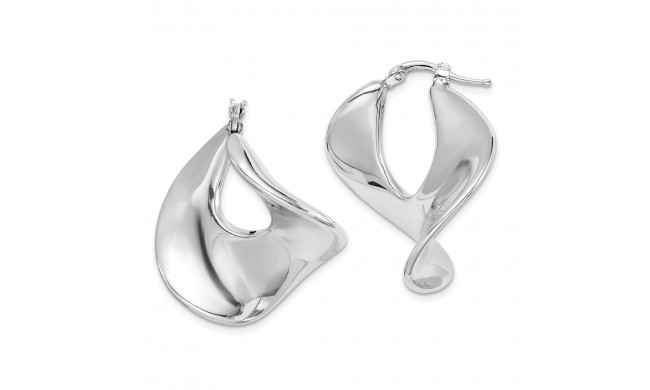 Quality Gold Sterling Silver Polished Rhodium Plated Twisted Square Hoop Earrings - QE8321