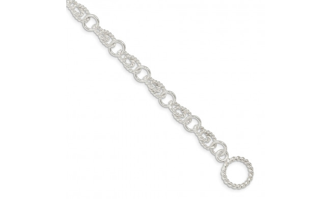Quality Gold Sterling Silver Double Twist Link Bracelet - QG1526-7