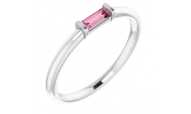 14K White Pink Tourmaline Stackable Ring - 122887619P