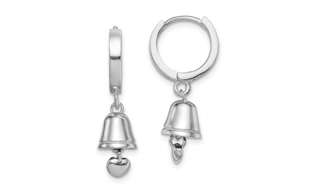 Quality Gold Sterling Silver Rhodium-plated Polished Bell  Heart Children Hoop Earrings - QE12286