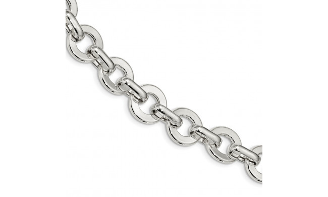 Quality Gold Sterling Silver Polished Circle Fancy Link 7.5 inch Bracelet - QG4476-7.5