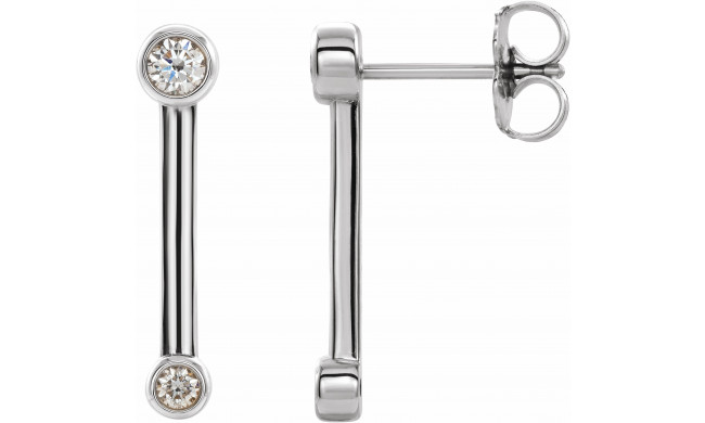 14K White 1/5 CTW Diamond Bezel-Set Bar Earrings - 87007600P