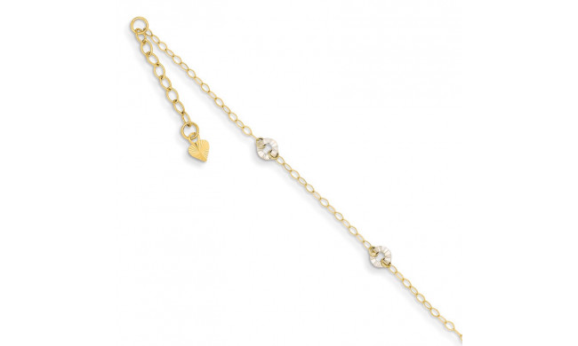 Quality Gold 14k Two Tone Oval Chain with Wavy Circles Anklet - ANK238-9