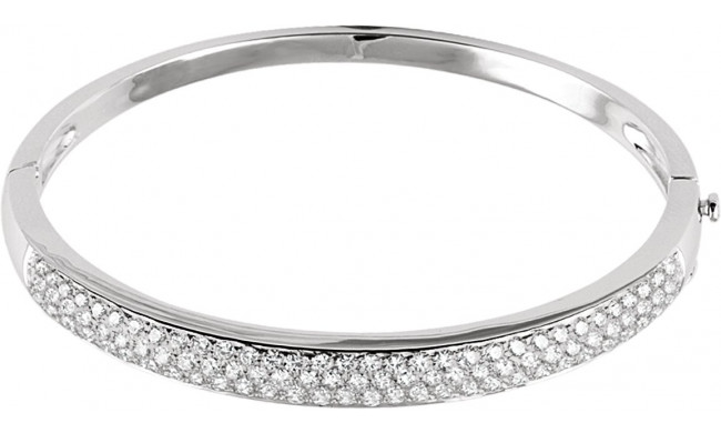 14K White 3 CTW Diamond Pave' Bangle 7 Bracelet - 65157960000P