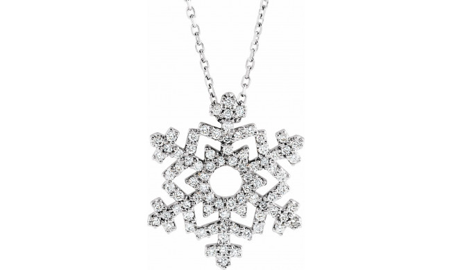 14K White 1/3 CTW Diamond Snowflake 16 Necklace - 6712884406P