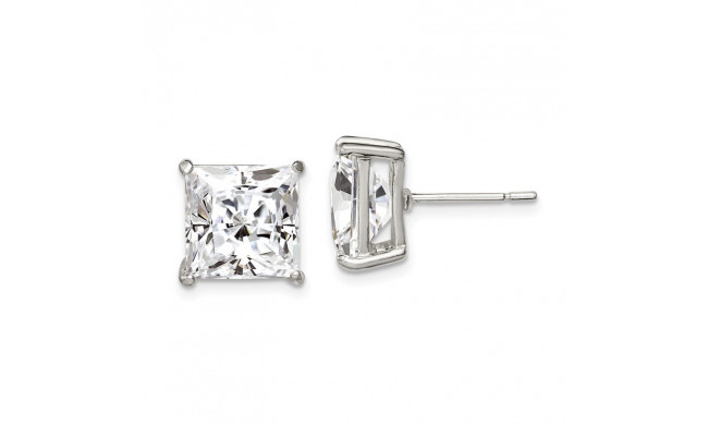 Quality Gold Sterling Silver 10mm Square CZ Basket Set Stud Earrings - QE7510